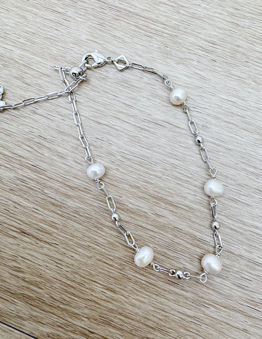 Kendra Scott Ashton DLCT Chain Silver Bracelet in Freshwater Cultured Pearl