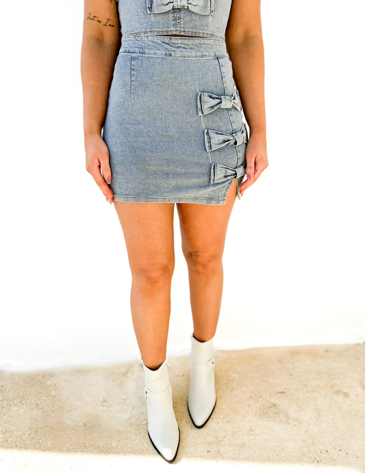 Why Can't That Be Me Denim Mini Skirt