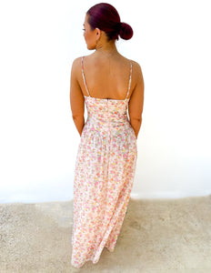 Sun On My Face Floral Flowy Maxi Dress in Pink