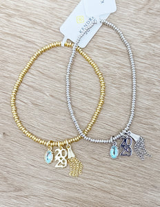 Kendra Scott 2029 Grad Stretch Bracelet in Silver Dichroic Glass