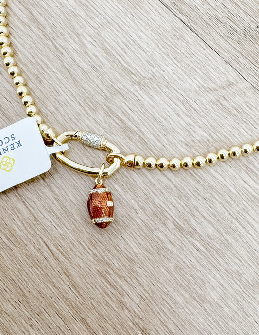 Kendra Scott Football Gold Metal Strand Necklace in White CZ