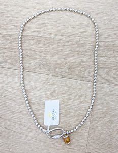 Kendra Scott Football Silver Metal Strand Necklace in White CZ