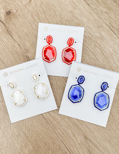 Kendra Scott Daphne Enamel Frame Drop Earrings in Gold Cobalt Illusion