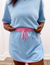 Load image into Gallery viewer, Fall Into Me Colorblock Shirt &amp; Skirt Set in Blue