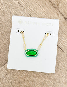 Kendra Scott Elisa Enml Frame Prclp Necklace in Gold Emerald Illusion
