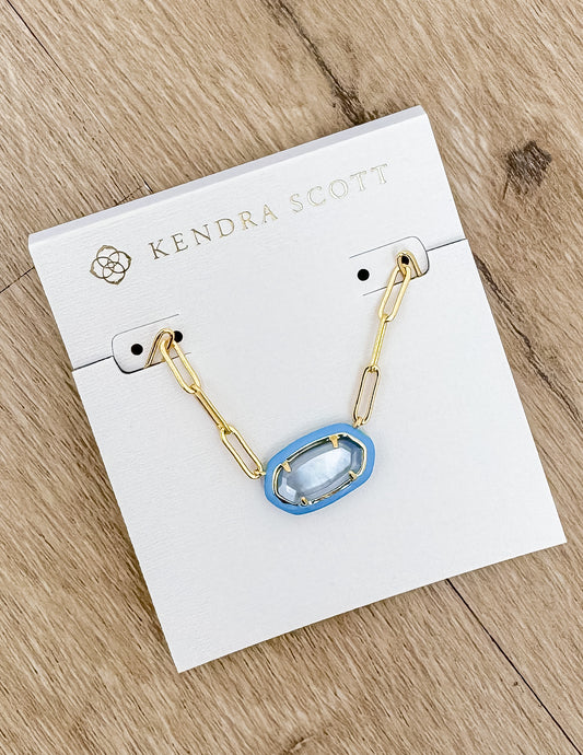 Kendra Scott Elisa Enml Frame Prclp Necklace in Gold/Periwinkle Illusion