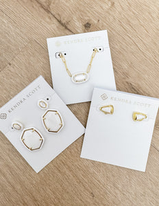 Kendra Scott Daphne Enamel Frame Drop Earrings in Gold White MOP