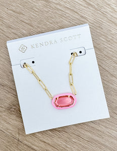 Kendra Scott Elisa Enml Frame Prclp Necklace in Gold/Bright Pink Illusion