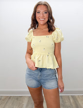 Load image into Gallery viewer, Could've Been Hurt Floral Embroidery Smocked Top