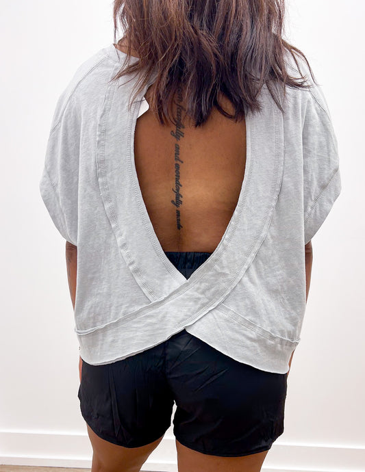 Fly With You Open Back Top in Lt. Grey