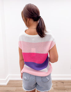 Show Yourself Knit V-Neck Top in Pink/Purple