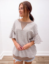 Load image into Gallery viewer, On My Way Striped Top With Ruffle Sleeves in Parchment