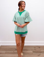 Load image into Gallery viewer, On My Way Striped Top With Ruffle Sleeves in Bright Green