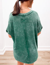 Load image into Gallery viewer, Don&#39;t Let Me Down Acid Washed Ribbed SS Top in Dark Green