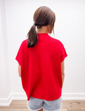 Load image into Gallery viewer, See Forever Mock Neck SS Boxy Sweater in Ruby