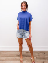 Load image into Gallery viewer, The Way I Feel Mock Neck SS Boxy Sweater Top in Marlin