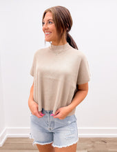 Load image into Gallery viewer, The Way I Feel Mock Neck SS Boxy Sweater Top in Light Mocha