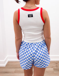 Lulu Mac BXCK Boxer Shorts in Blue/White Check