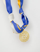 Load image into Gallery viewer, Let&#39;s Stay Trendy Scarf Necklace in Blue/Gold