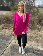 Load image into Gallery viewer, Show Me Everyday V-Neck Long Sleeve Top Magenta