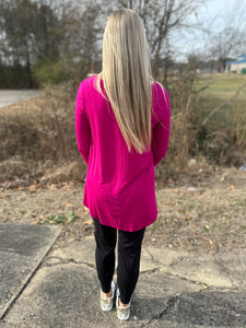 Show Me Everyday V-Neck Long Sleeve Top Magenta