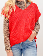 Load image into Gallery viewer, I Need To Know Sweater Vest with Side Slit in Ruby