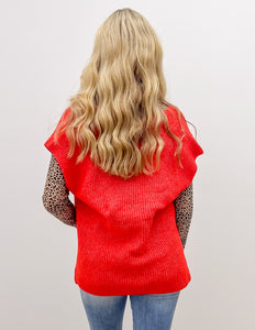 I Need To Know Sweater Vest with Side Slit in Ruby