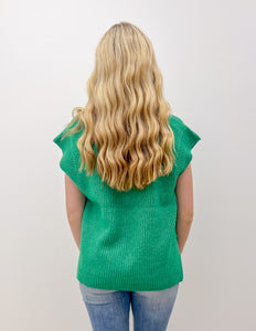 I Need To Know Sweater Vest with Side Slit in Kelly Green