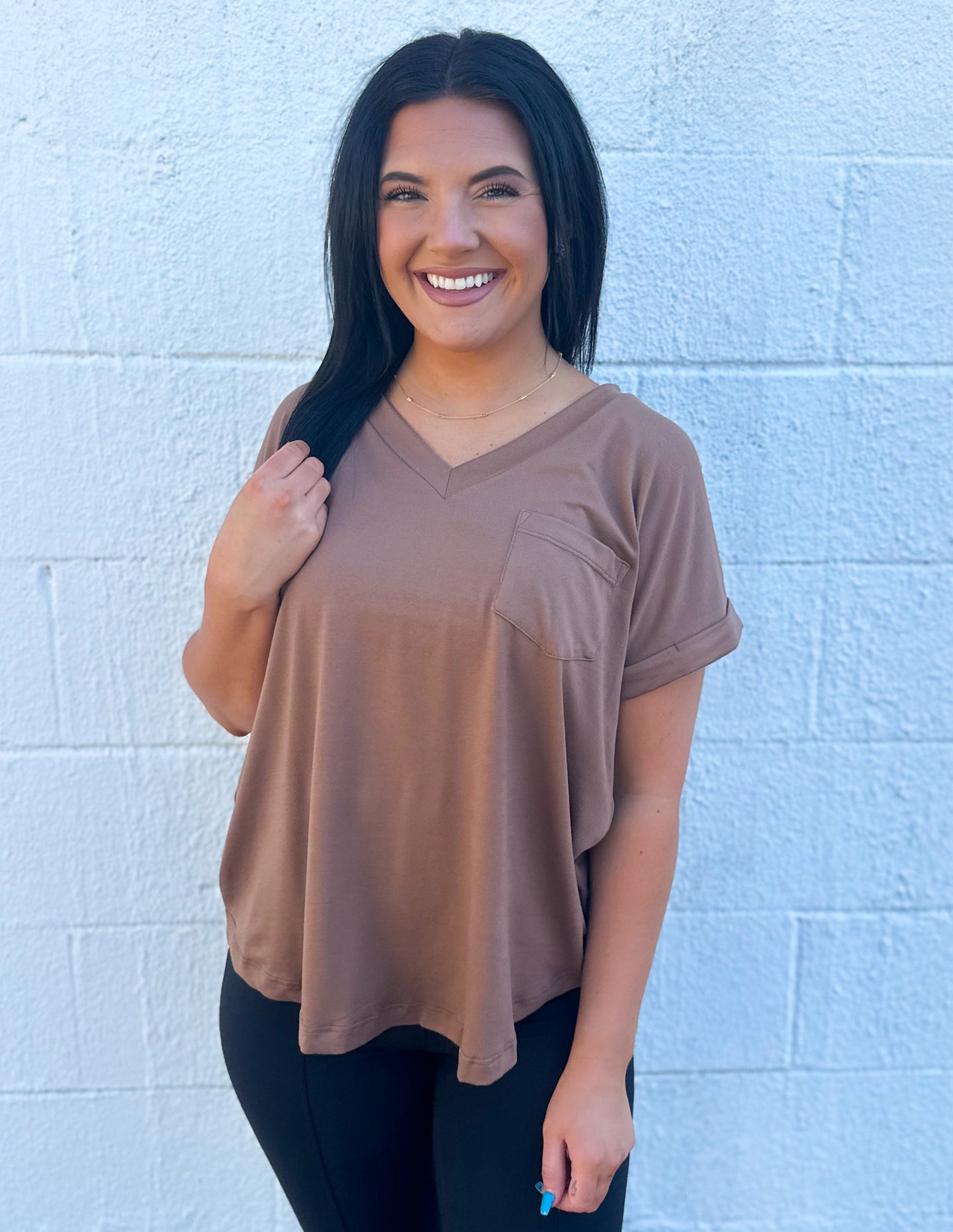 Less of You V-Neck Top Mocha