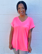 Load image into Gallery viewer, Less of You V-Neck Top Neon Pink