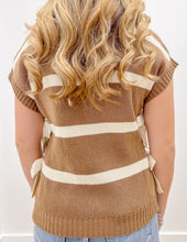 Load image into Gallery viewer, Never Fall In Love Side Tie SS Knit Sweater in Light Brown
