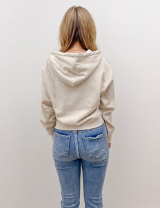 Loving How I Am Living Basic Fleece Half Zip Hoodie in Beige