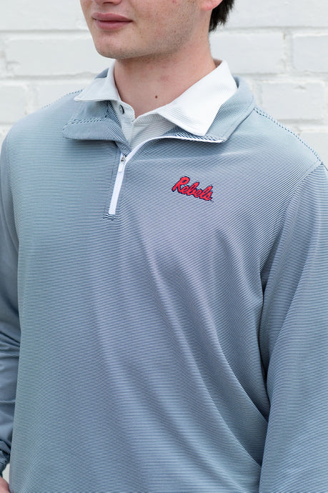 Ole Miss Script Rebels Stripe 1/4 Zip Pullover