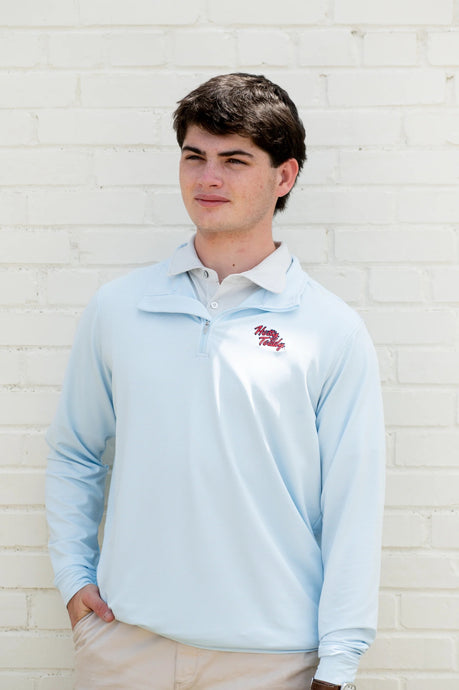 Ole Miss Hotty Toddy Script Stripe 1/4 Zip Pullover