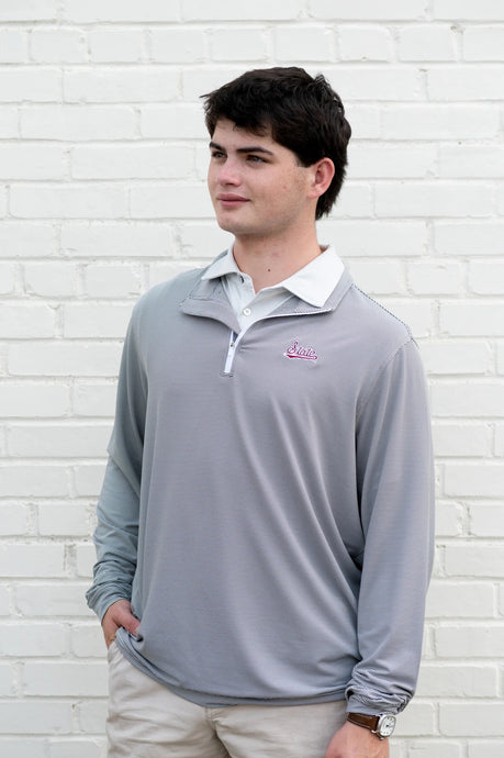 Mississippi State Script Stripe 1/4 Zip Pullover