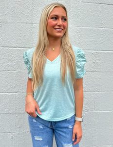 Taking it Slow Relaxed Fit Top Lt Blue