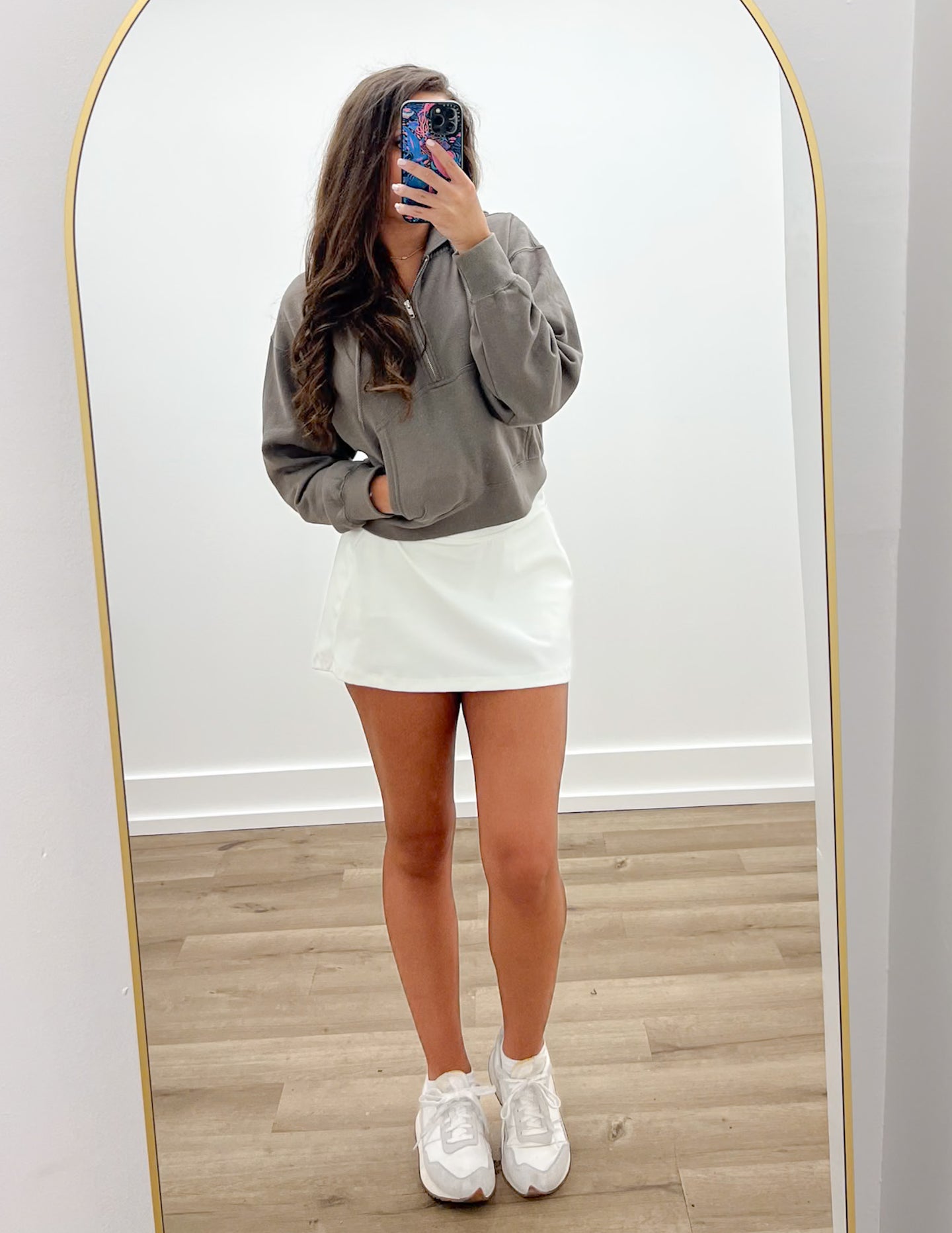 Loving How I Am Living Basic Fleece Half Zip Hoodie in Fossil