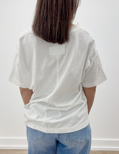 Never Looking Back V-Neck SS Knit Top in White