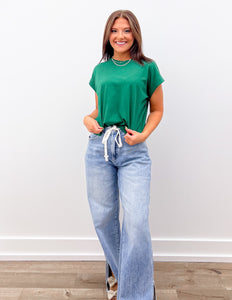 Take My Hand Waist Strap Side Slit Jeans