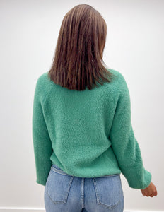 Southern Shirt Women's Feather Knit Mockneck Sweater in Aloe