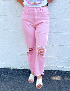 Every Little Step Distressed Jeans Pink