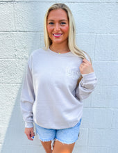 Load image into Gallery viewer, This Mama Prays Embroidered Sweatshirt Sand