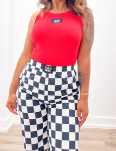 Lulu Mac Black Checkered Pants