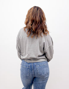 I Need You More Oversized LS Cropped Top in Sleet