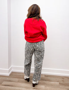 Lulu Mac Logo Sweatshirt in Red/White