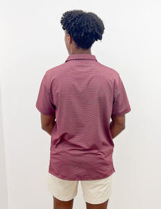 Coastal Cotton Mineral White And Maroon Stripe Polo