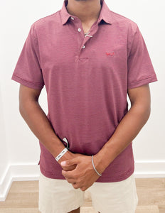Coastal Cotton Mineral White And Maroon Stripe Polo