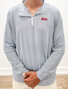 Ole Miss Script Rebels Stripe 1/4 Zip Pullover