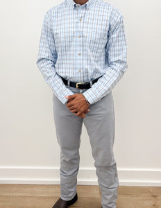 Coastal Cotton Twill Sport Shirt in Bay Blue