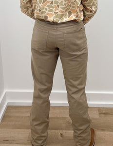Coastal Cotton Twill Stretch Five Pocket Taupe Pants